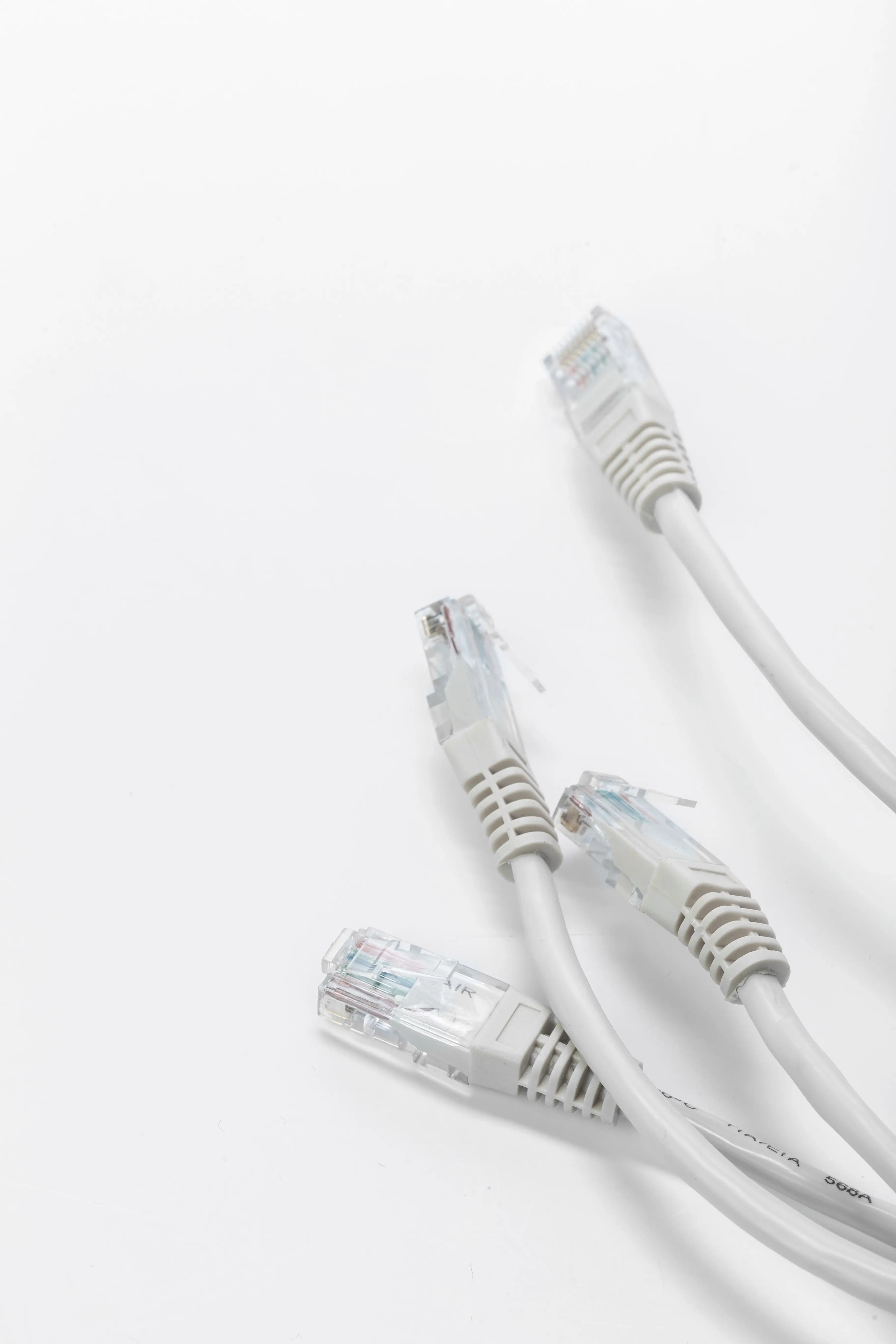 White ethernet patch cables with RJ45 connectors